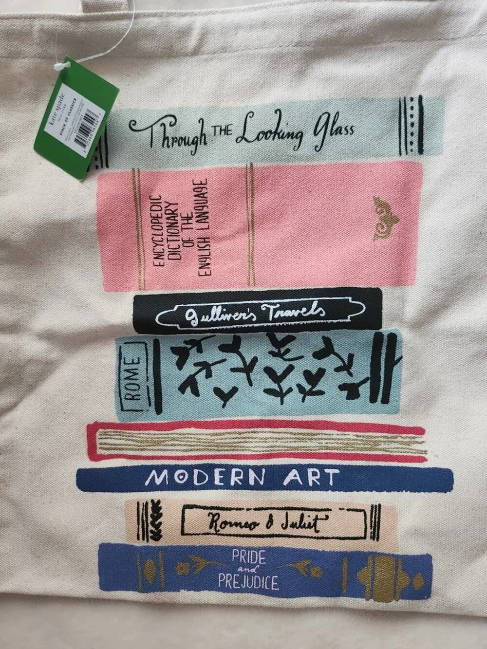Kate Spade New York Sack of Classics Canvas Book Tote NWT Book Lover Bag